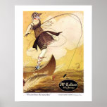 Art Deco McCallum Strusiery Poster<br><div class="desc">Diese wunderbare Vintage Werbung für McCallum Silk Strusiery ist absolut köstlich. In schönen Herbstfarben,  mit einer hübschen jungen Dame,  die angeln,  mit dem Wind leicht bläst ihr Kleid. Die Beschriftung lautet: "Weißt du,  dass sie sie trägt?"</div>