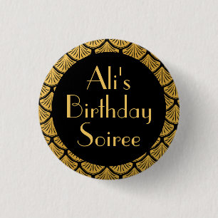 Art Deco Meerjungfrau Schuppen - Schwarzer & Golde Button