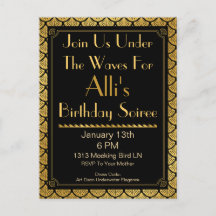 Art Déco Meerjungfrauenskala - Schwarz & Gold