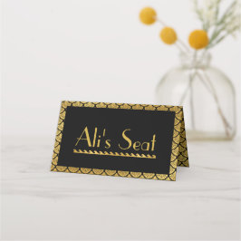 Art Déco Meerjungfrauenskala - Schwarz & Gold Platzkarte