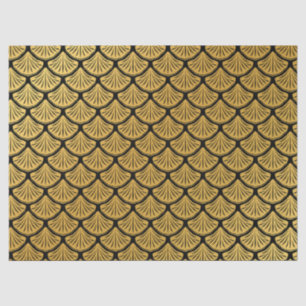 Art Déco Meerjungfrauenskala - Schwarz & Gold Seidenpapier