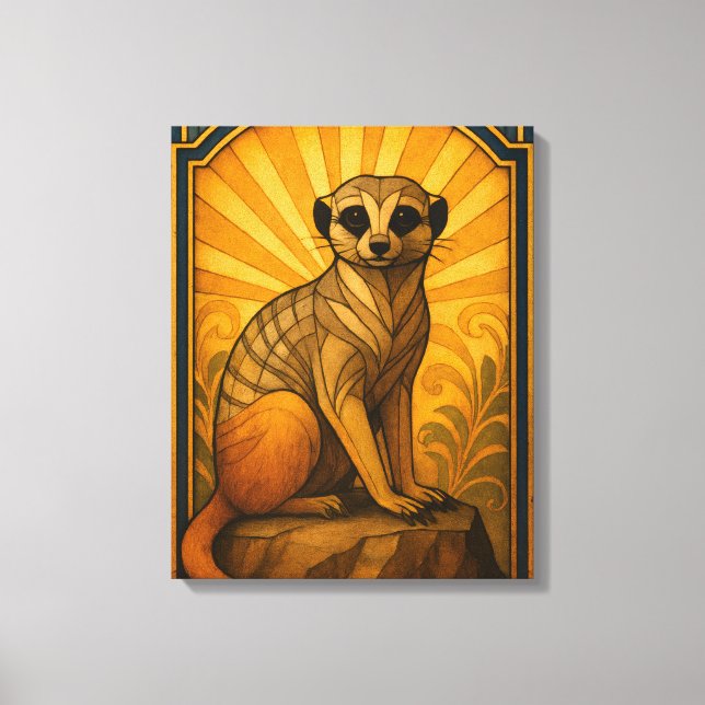 Art Deco Meerkat Illustration Leinwanddruck (Vorderseite)