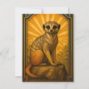 Art Deco Meerkat Illustration Postkarte
