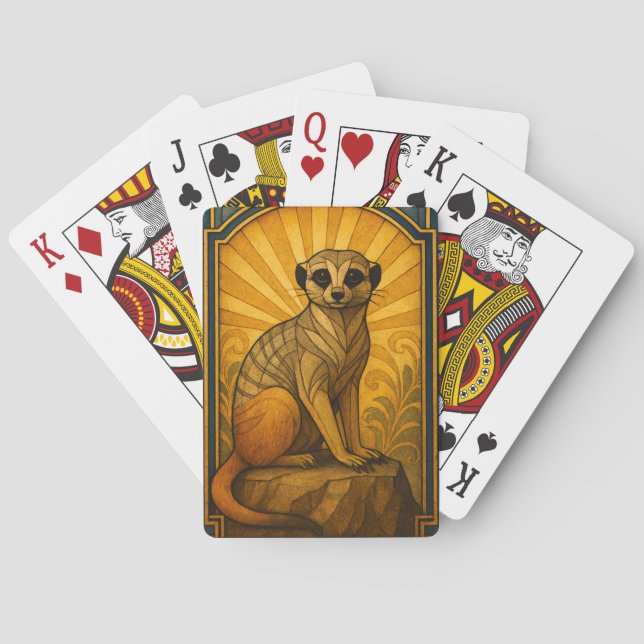 Art Deco Meerkat Illustration Spielkarten (Rückseite)
