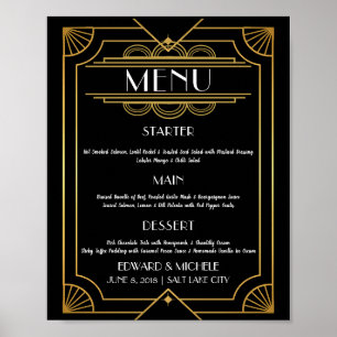 Art Deco-Menüposter Hochzeitshotel Poster