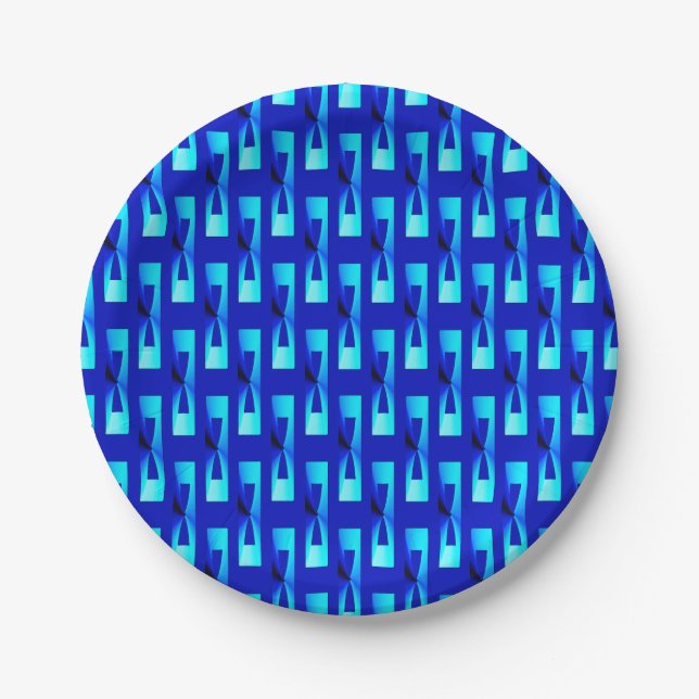 Art Deco Metallic Geometric - Cobalt Blue Pappteller (Vorderseite)
