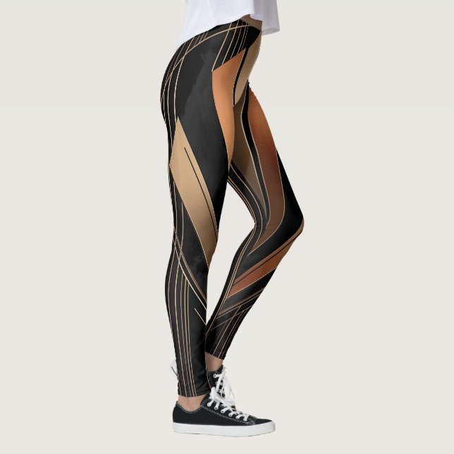 Art Deco Metallic Geometric Elegance Leggings (Rechts)