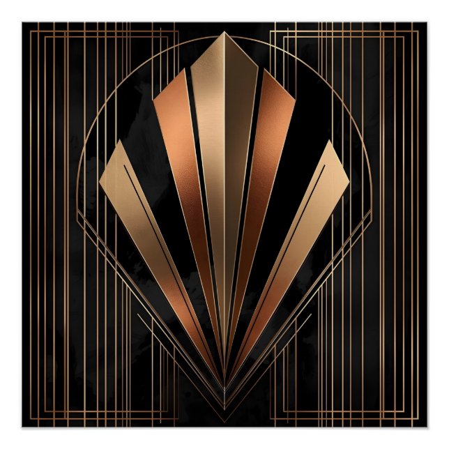 Art Deco Metallic Geometric Elegance Poster (Vorderseite)