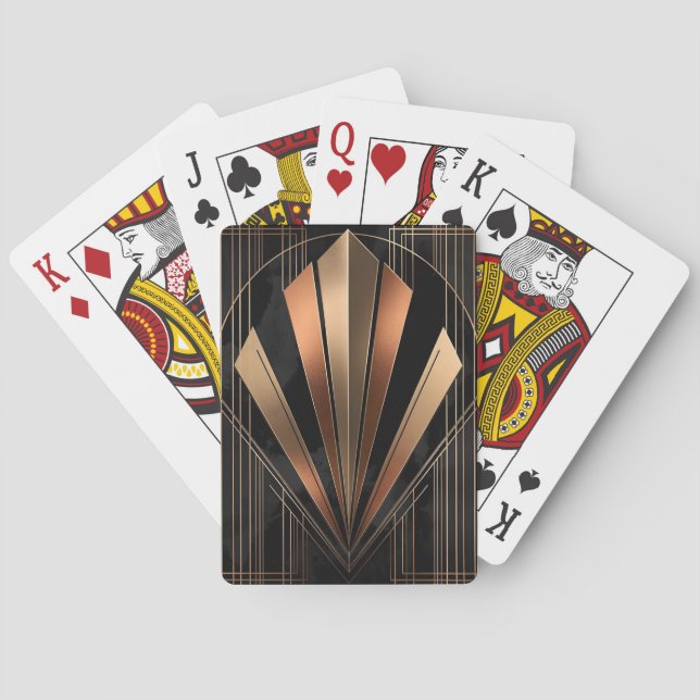 Art Deco Metallic Geometric Elegance Spielkarten (Rückseite)