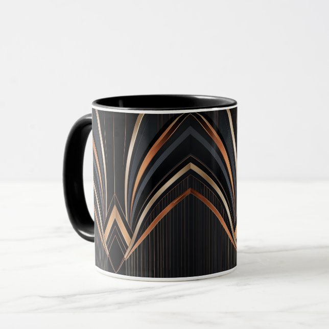 Art Deco Metallic Geometric Elegance Tasse (Vorderseite Links)
