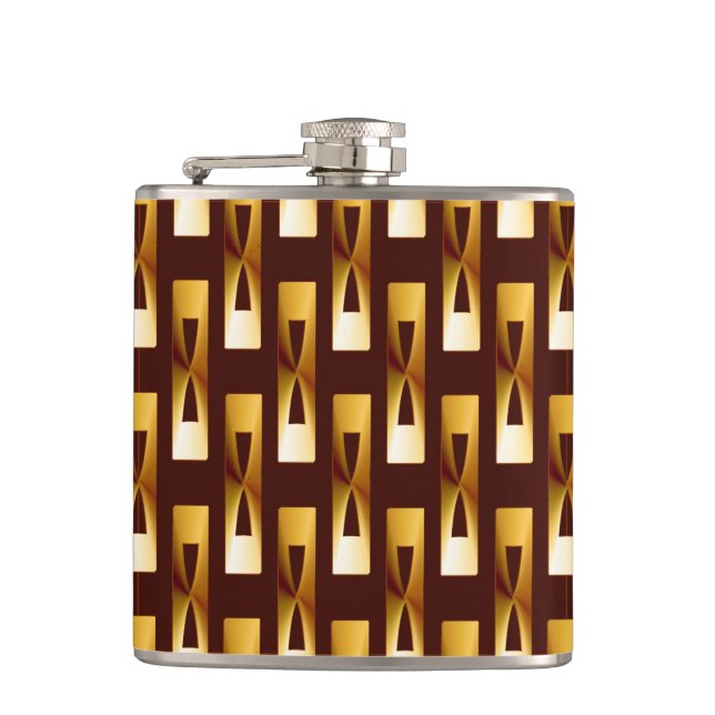 Art Deco Metallic Geometric - Gold und Schokolade Flachmann (Vorderseite)