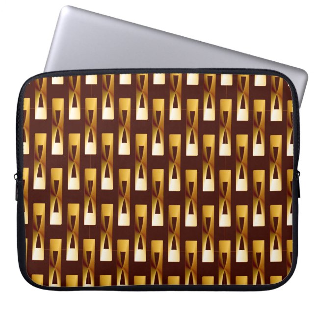 Art Deco Metallic Geometric - Gold und Schokolade Laptopschutzhülle (Vorderseite)