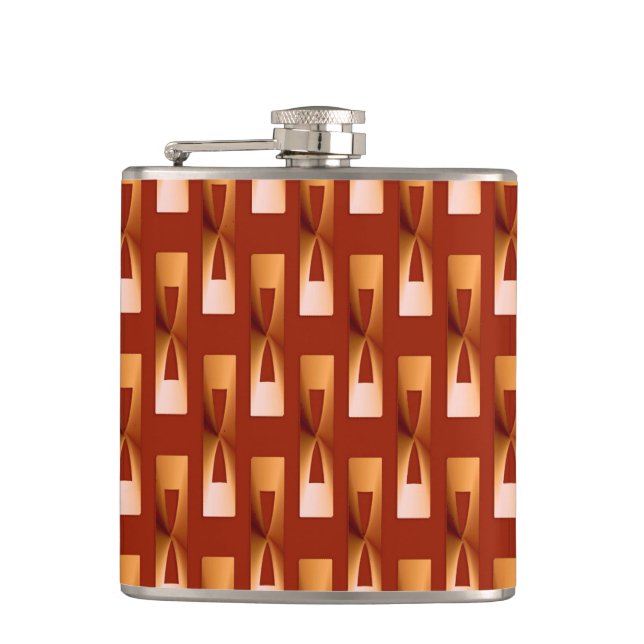 Art Deco Metallic Geometric - Kupfer und Rost Flachmann (Vorderseite)