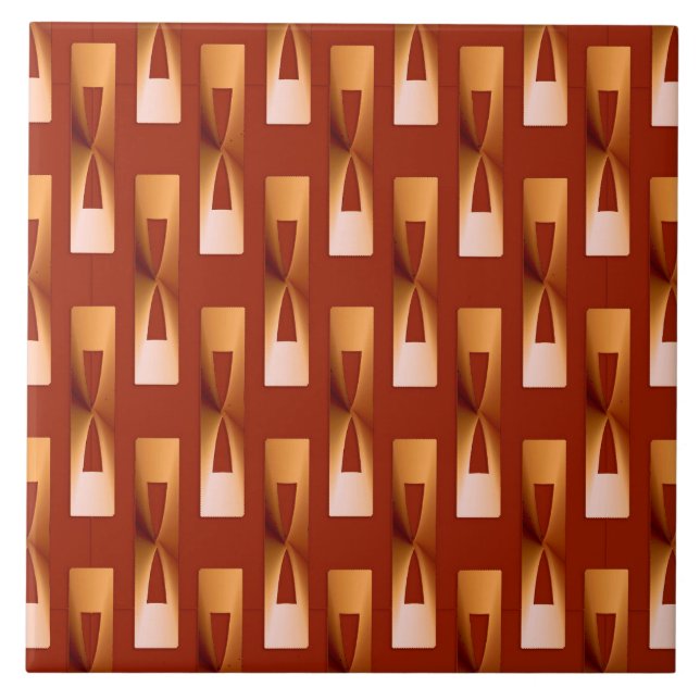 Art Deco Metallic Geometric - Kupfer und Rost Fliese (Vorderseite)