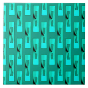 Art Deco Metallic Geometric - Pfau und Aquamarin Fliese