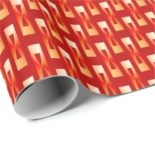 Art Deco Metallic Geometric - Rot und Koralle Geschenkpapier