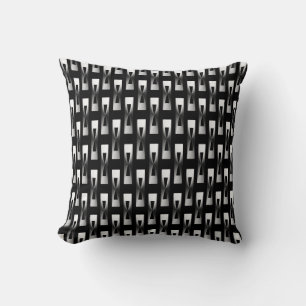 Art Deco Metallic Geometric - Silber und Schwarz Kissen