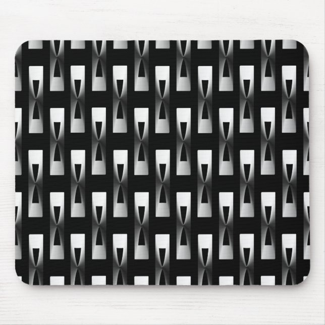 Art Deco Metallic Geometric - Silber und Schwarz Mousepad (Vorne)