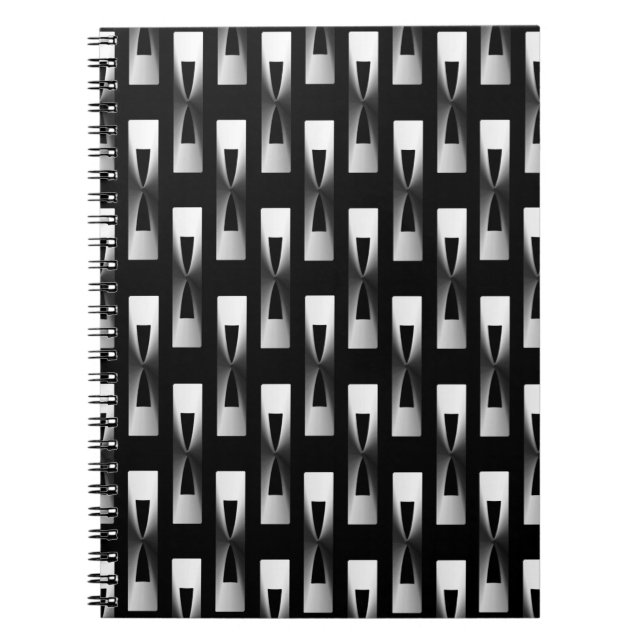 Art Deco Metallic Geometric - Silber und Schwarz Notizblock (Vorderseite)