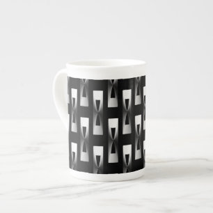 Art Deco Metallic Geometric - Silber und Schwarz Prozellantasse