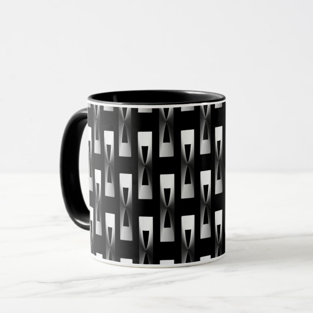 Art Deco Metallic Geometric - Silber und Schwarz Tasse (Vorderseite Links)