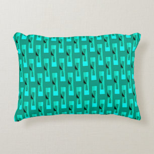Art Deco Metallisch Geometrisch - Pfau und Teal Zierkissen