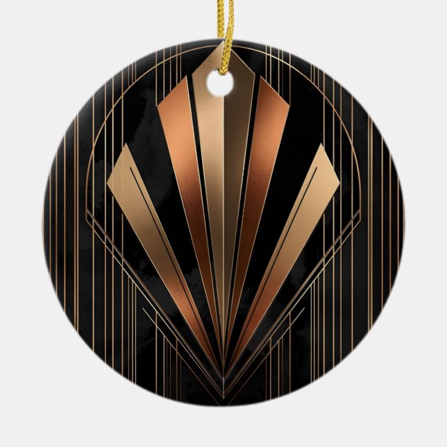 Art Deco Metallische Geometrische Eleganz Keramik Ornament (Vorne)