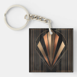 Art Deco Metallische Geometrische Eleganz Schlüsselanhänger