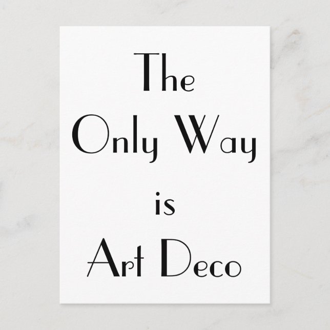 Art-Deco-Methode nur Typografie Postkarte (Vorderseite)