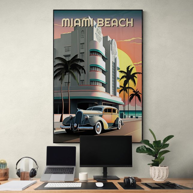 Art Deco Miami Beach Drive Sunset Poster (Von Creator hochgeladen)