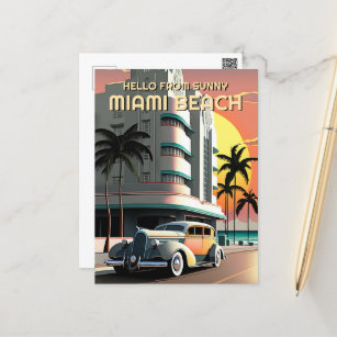 Art Deco Miami Beach Drive Sunset Postkarte