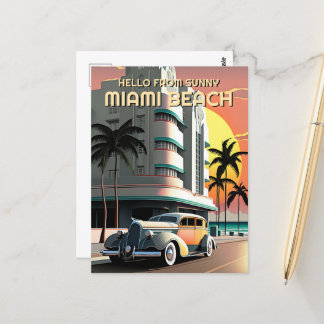 Art Deco Miami Beach Drive Sunset Postkarte