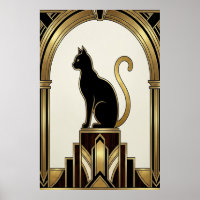 Art Deco Minimalist Noir Torbogen Katze