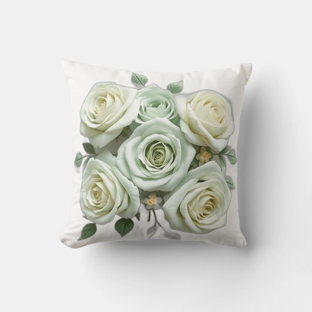 Art Deco Mint Grüne Rose Kissen (Vorderseite)