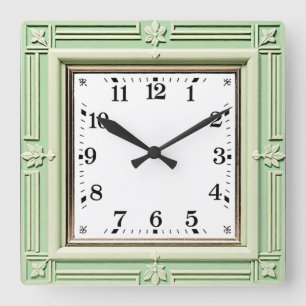 Art Deco Mint Quadratische Wanduhr