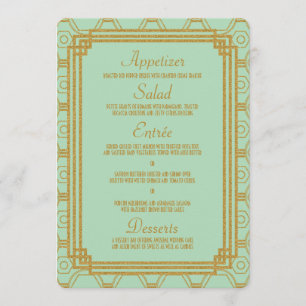 Art Deco Mint Wedding Menü Menükarte
