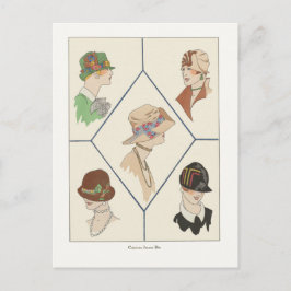 Art Deco Modedesign Women in Hats, 1920er Postkarte