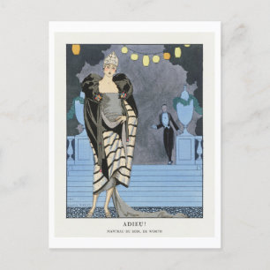 Art Deco Modeplatte Abend Coat von Barbier Postkarte