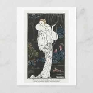 Art Deco Modeplatte Abend Coat von Barbier Postkarte