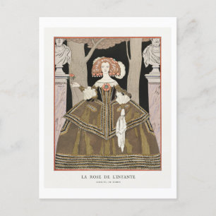 Art Deco Modeplatte Abend Gown by Barbier Postkarte