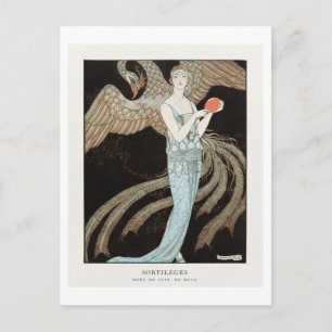 Art Deco Modeplatte Abend Gown by Barbier Postkarte