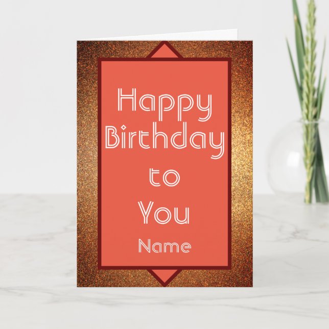 Art Deco Modern Gold Happy Birthday Karte (Vorderseite)