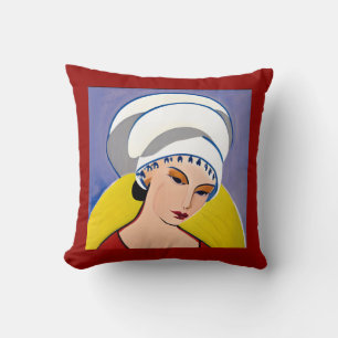 Art Deco Moderne Dame in einem Turban Kissen
