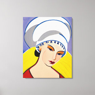 Art Deco Moderne Dame in einem Turban Leinwanddruck