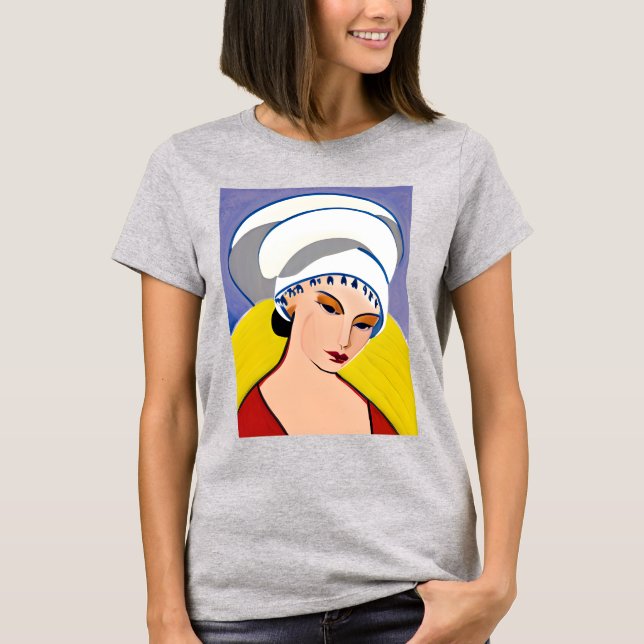 Art Deco Moderne Dame in einem Turban T-Shirt (Vorderseite)
