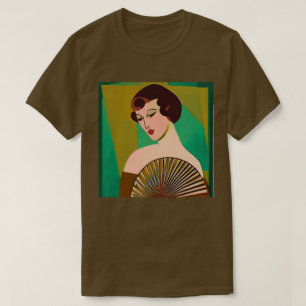 Art Deco Moderne Dame mit Fan T-Shirt