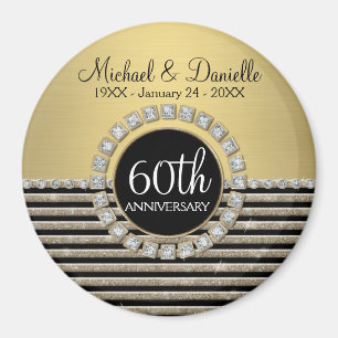 Art Deco Moderner, horizontaler Streifen Glitzer L Magnet