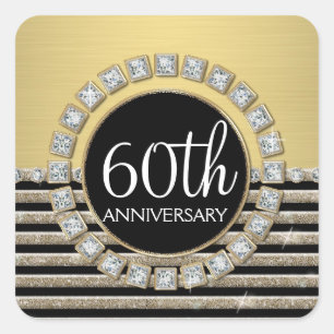 Art Deco Moderner, horizontaler Streifen Glitzer L Quadratischer Aufkleber