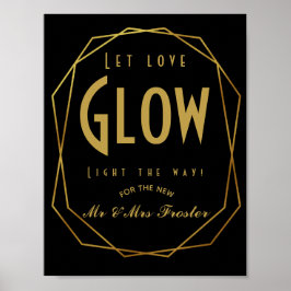 Art Deco Moderner Stil Lass Liebe Glühende Hochzei Poster