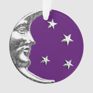 Art Deco Mond und Sterne - Amethyst Purpur & Silbe Ornament